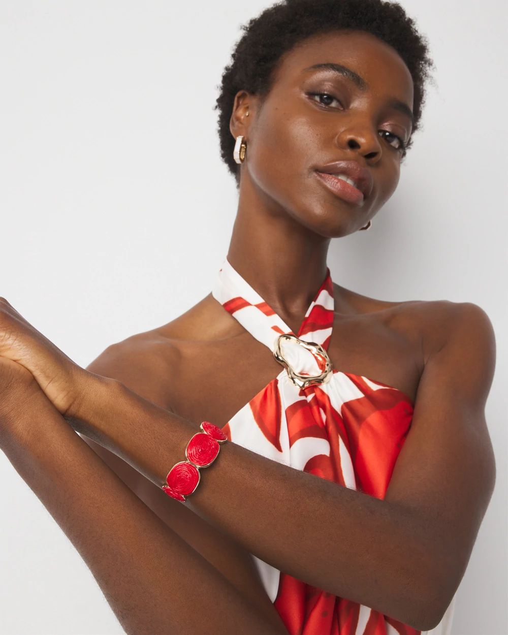 Red Raffia + Gold Cuff | White House Black Market